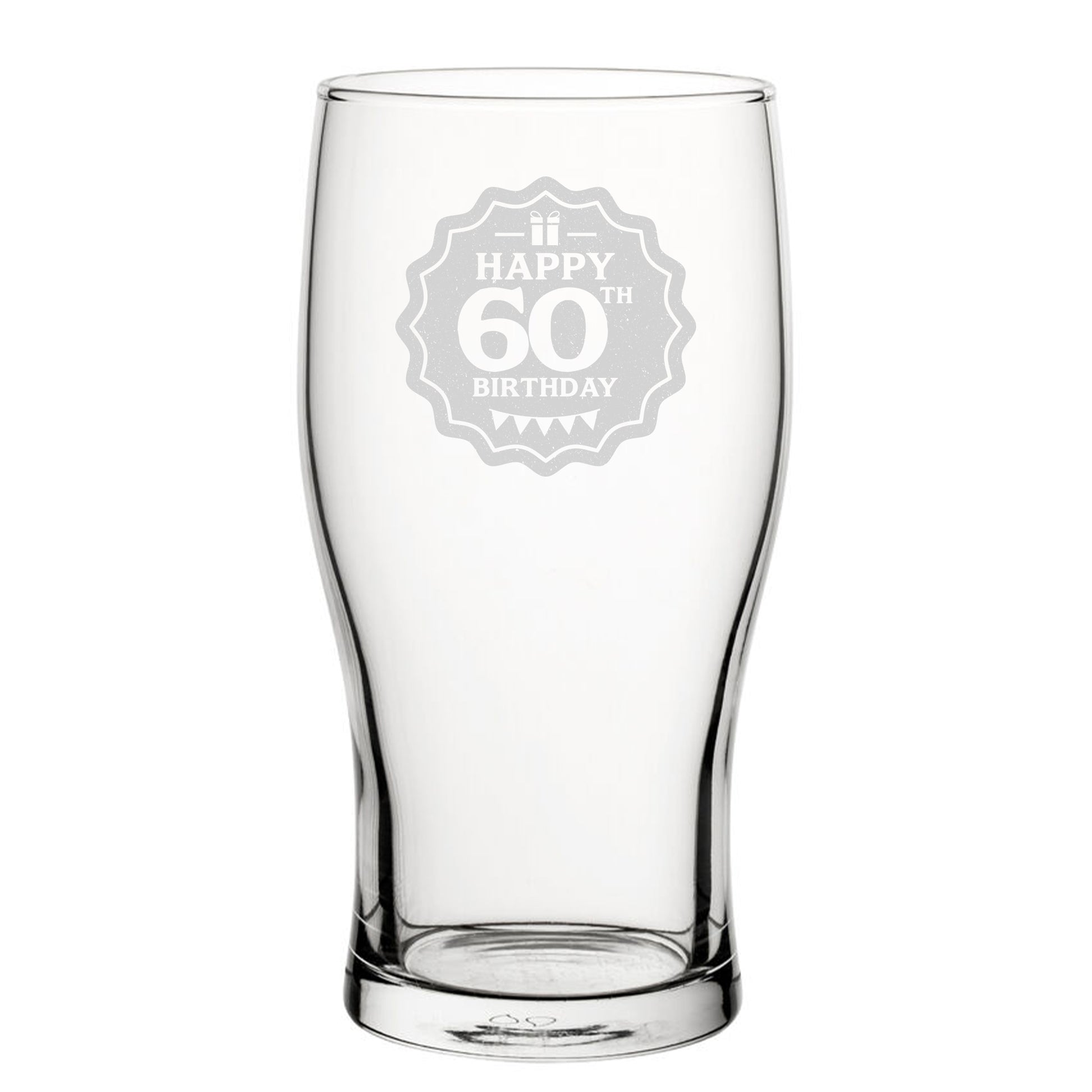 Happy 60th Birthday - Engraved Novelty Tulip Pint Glass Image 2