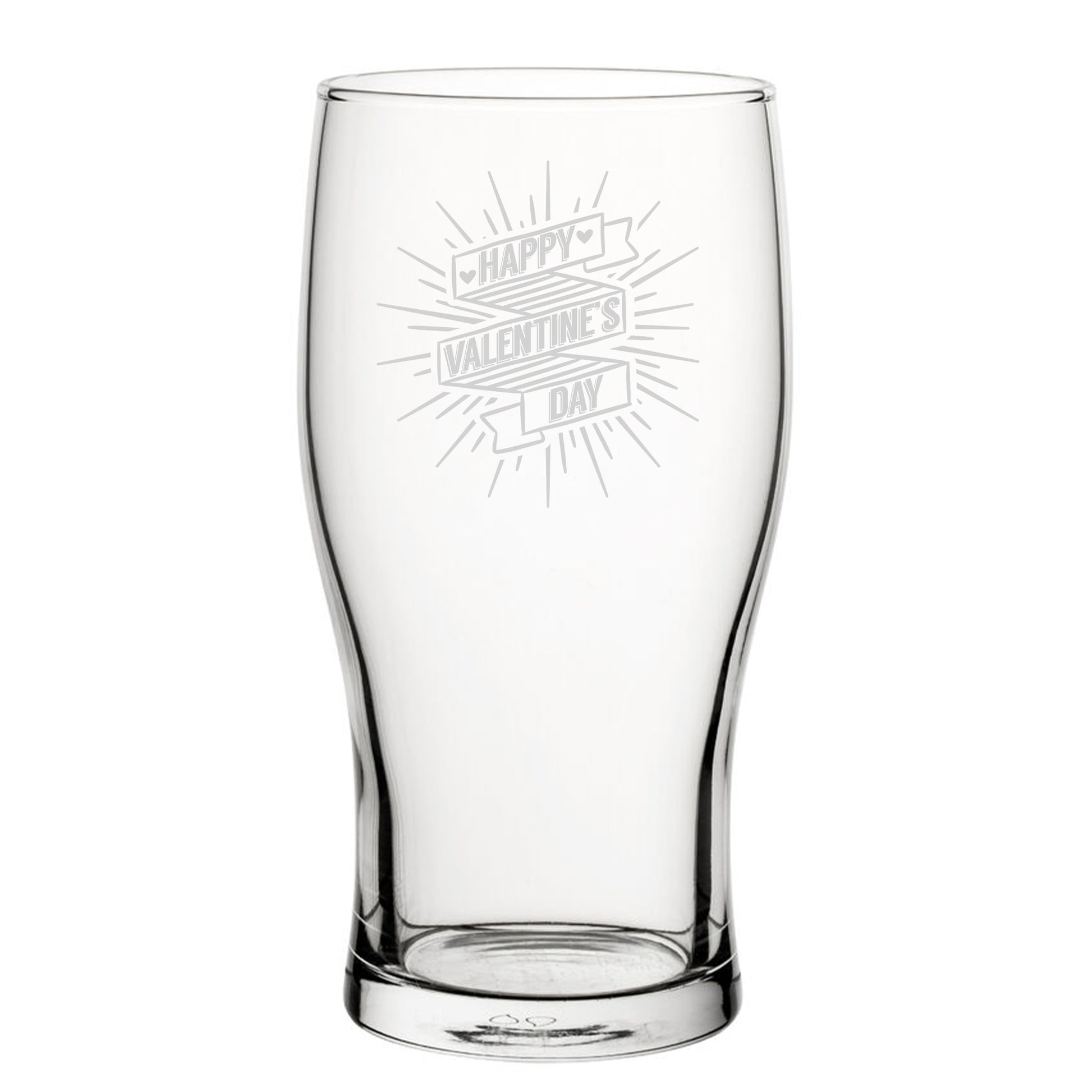 Happy Valentine's Day Banner Design - Engraved Novelty Tulip Pint Glass Image 1