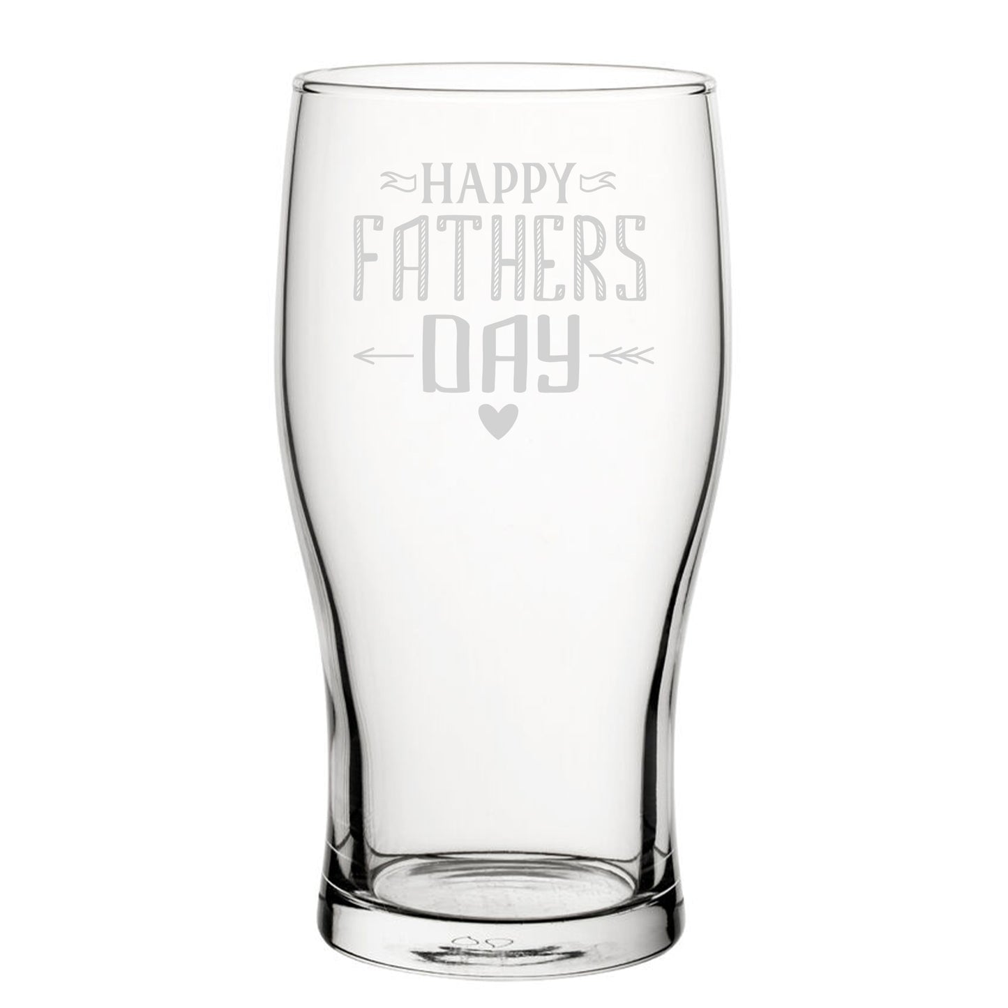 Happy Fathers Day Arrow Design - Engraved Novelty Tulip Pint Glass Image 1