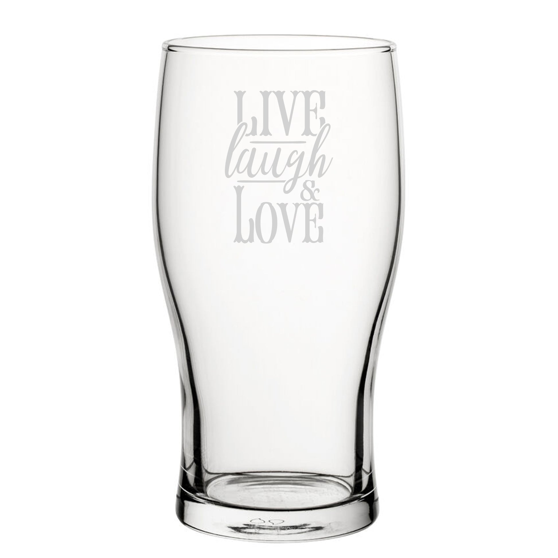 Live Laugh Love - Engraved Novelty Tulip Pint Glass Image 1