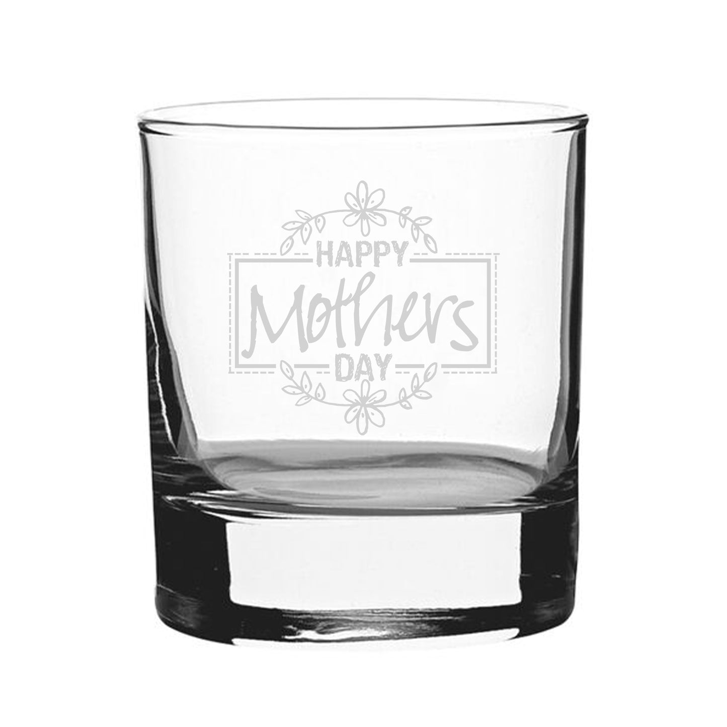 Happy Mothers Day Floral Design - Engraved Novelty Whisky Tumbler Image 2