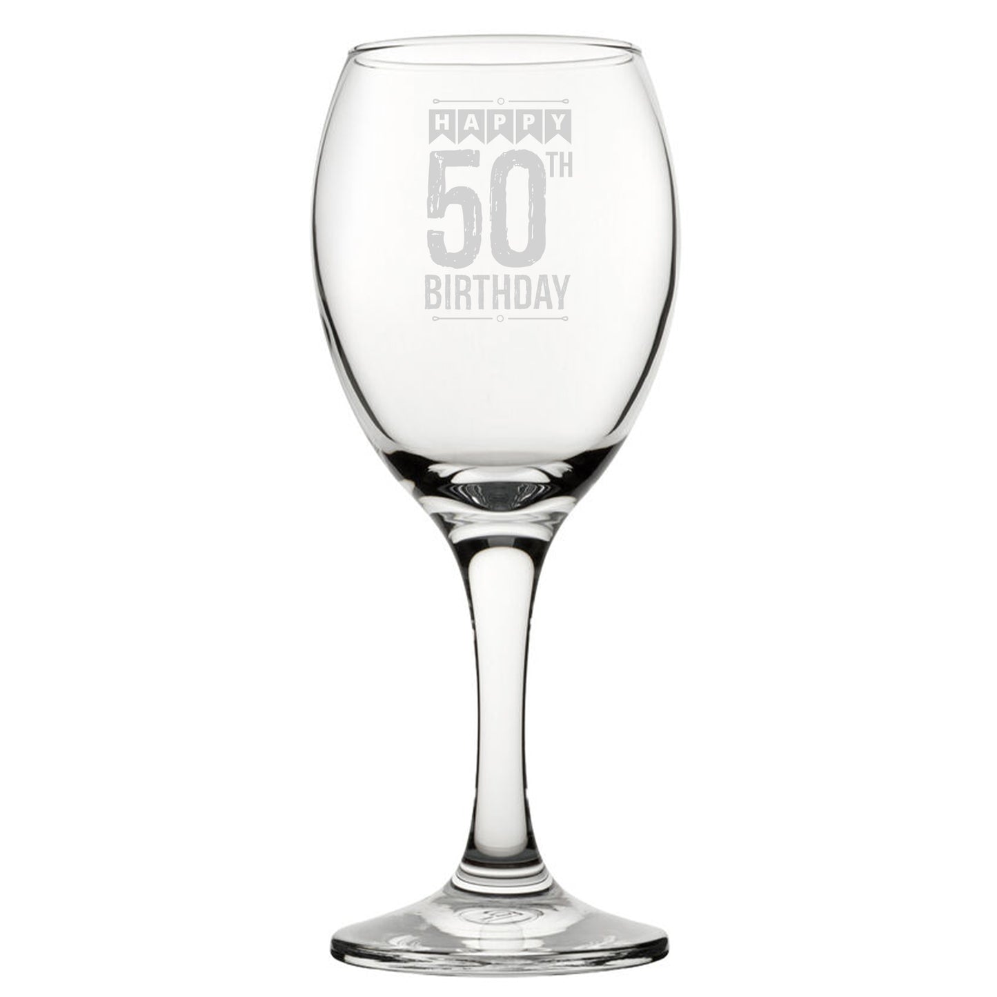 Happy 50th Birthday - Engraved Novelty Wine Glass Image 1