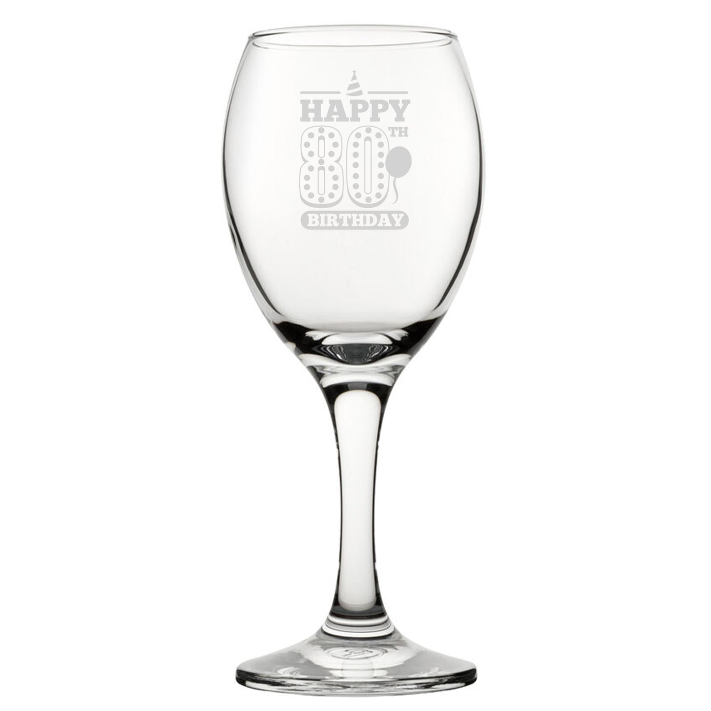 Happy 80th Birthday - Engraved Novelty Wine Glass Image 1