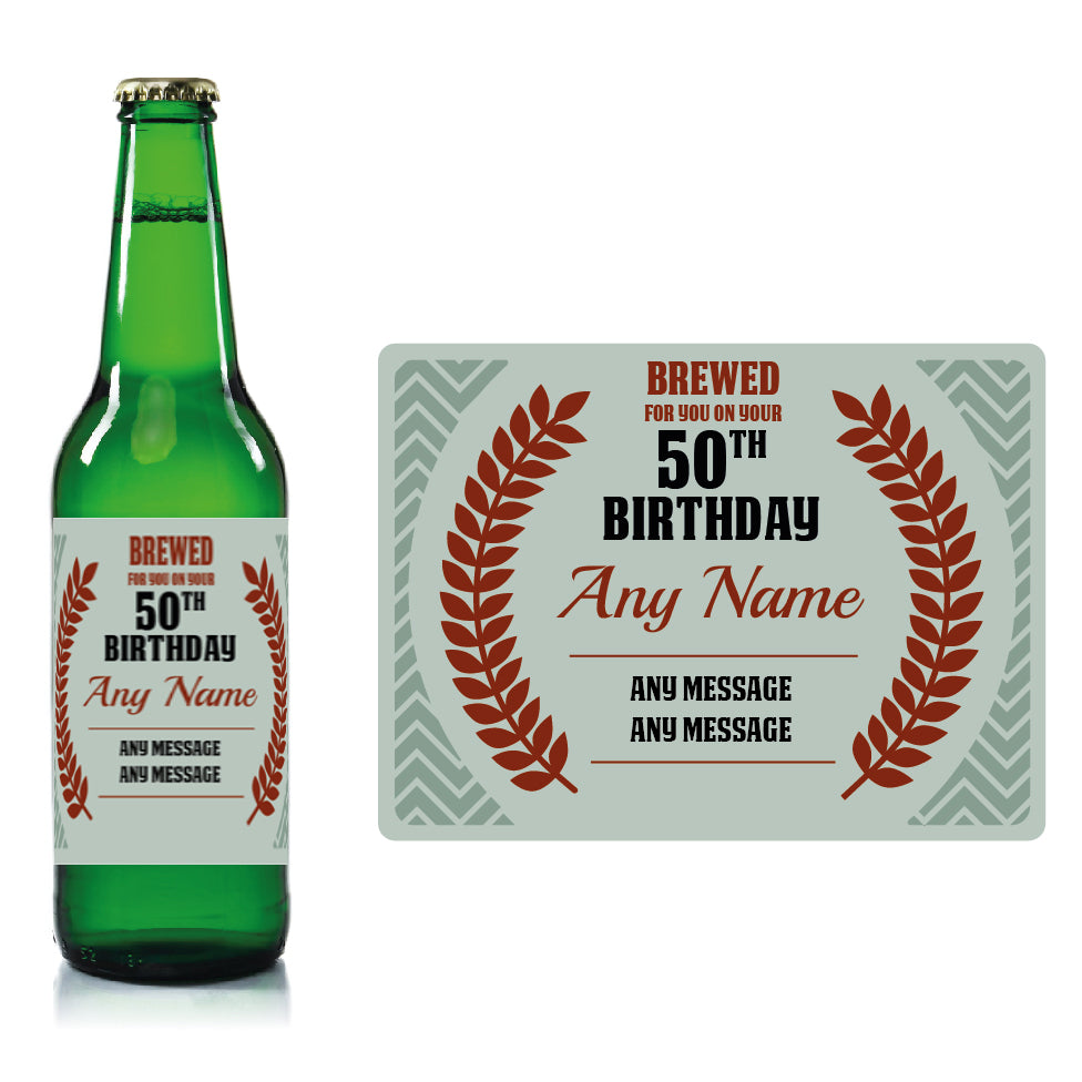 Personalised Birthday beer bottle label Pale Blue - Corn Ears Image 1