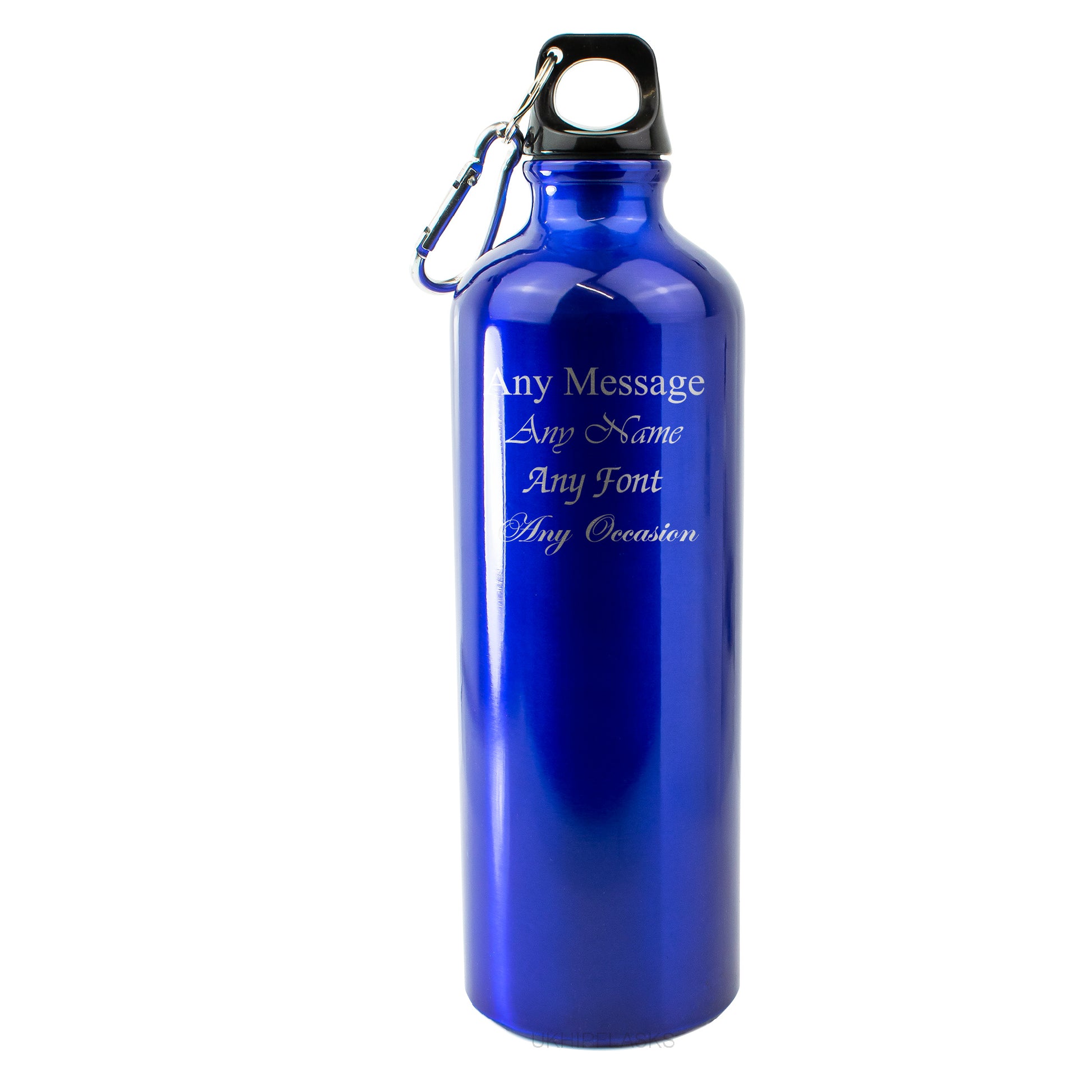 Engraved Blue Sports Bottle with any message Image 2