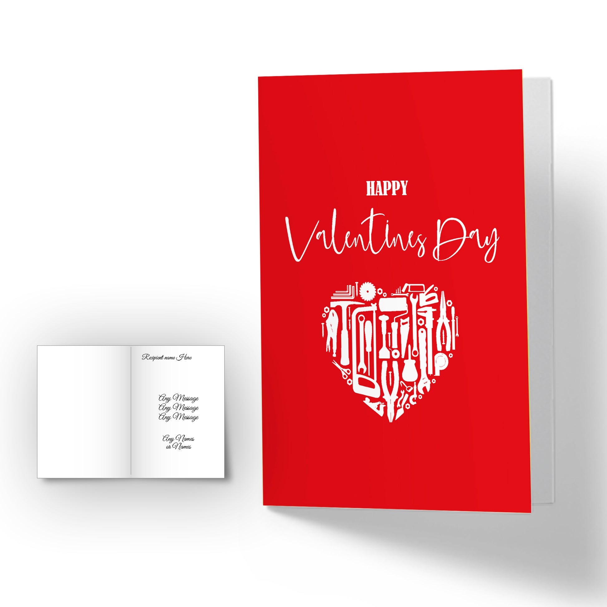 Personalised Valentines Day card - Red tool heart Image 1