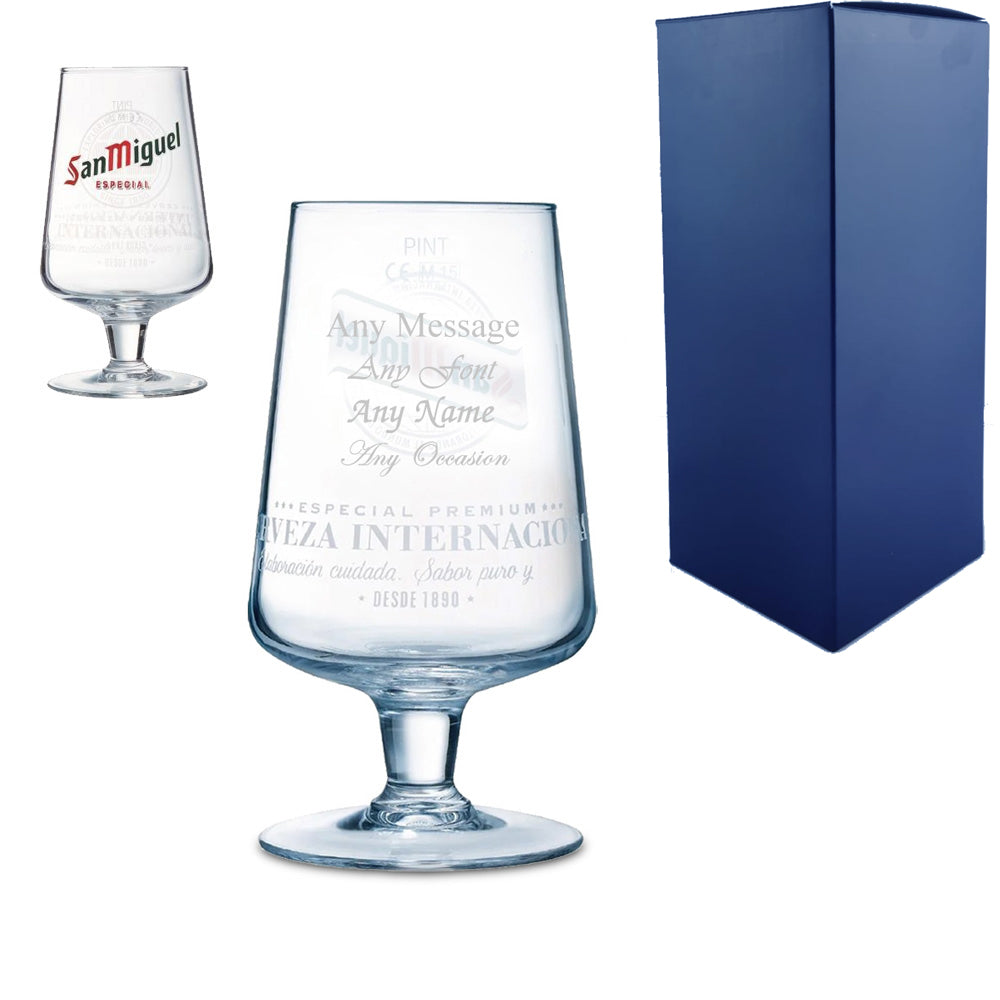 Engraved San Miguel Half Pint Glass 10oz Image 2