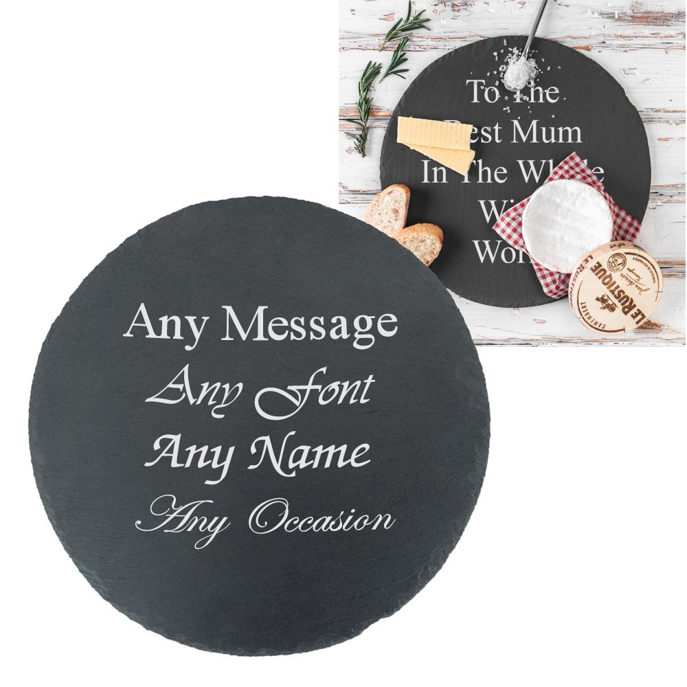 Personalised Engraved Natural Slate Food &amp; Drinks Serving Platter Image 2