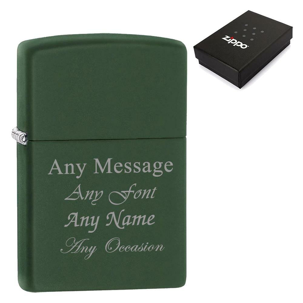 Engraved Matte Green Zippo Lighter Image 2