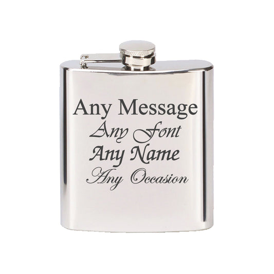 Engraved Stainless Steel 6oz Hip Flask Image 1