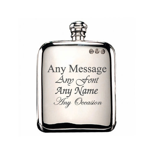 Engraved 6oz Pewter Hip Flask Image 1