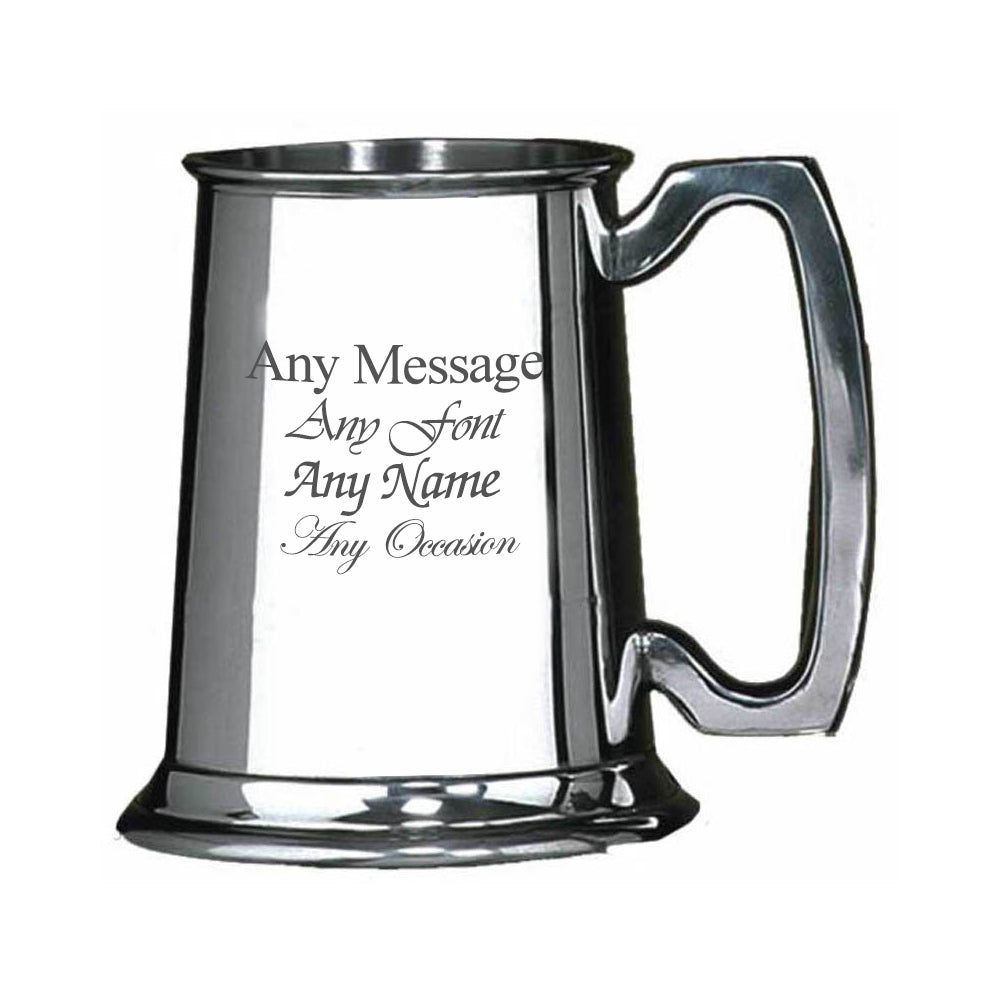 Engraved 10oz Half Pint Plain Pewter Tankard Image 2