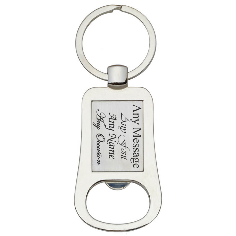 Engraved Rounded Edge Bottle Opener Keyring Image 2