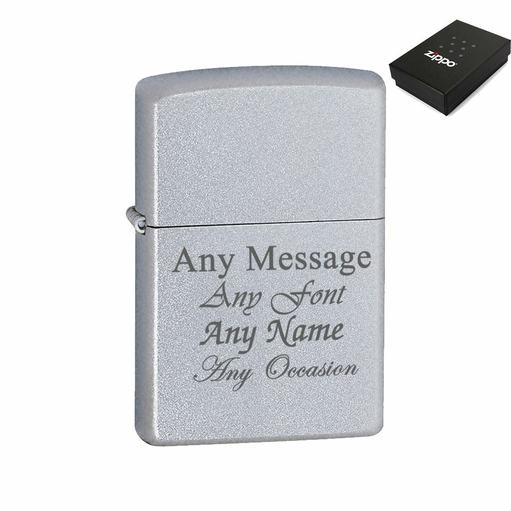 Engraved Satin Chrome Zippo, Official Zippo lighter Image 1