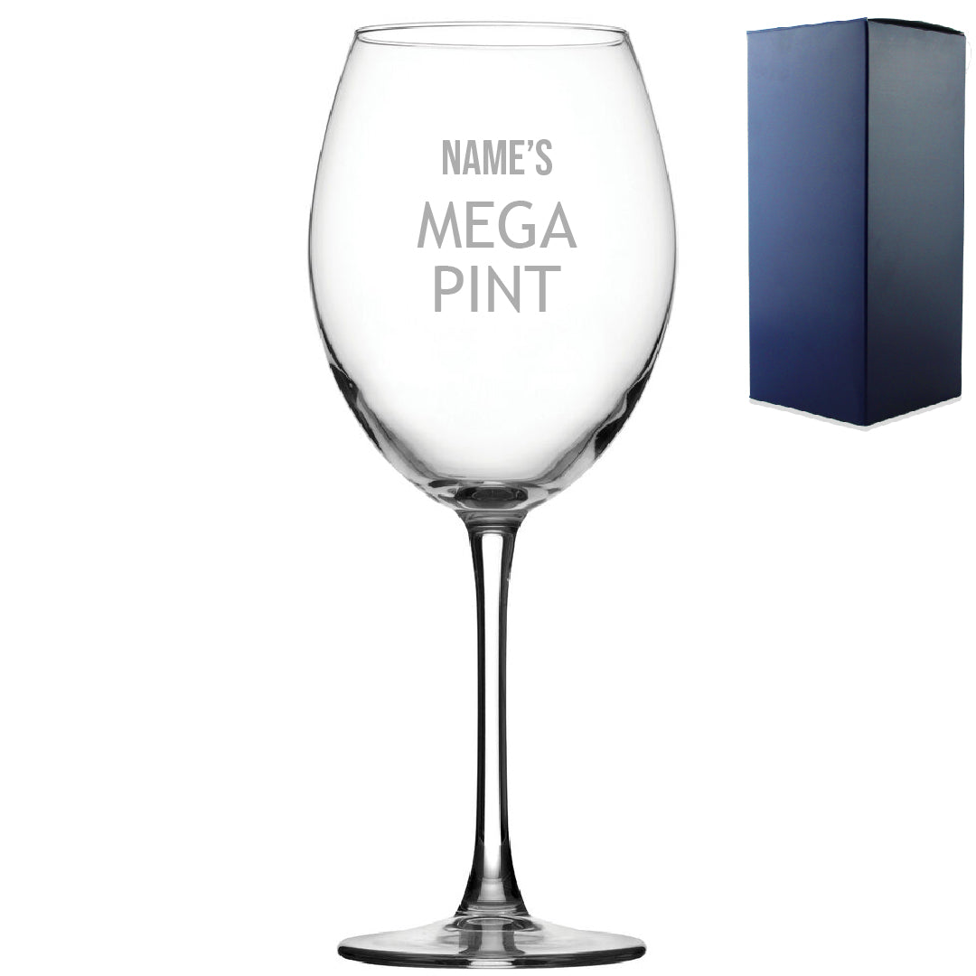 Personalised Engraved Mega Pint Wine Glass, Novelty Gift Modern Design Image 1