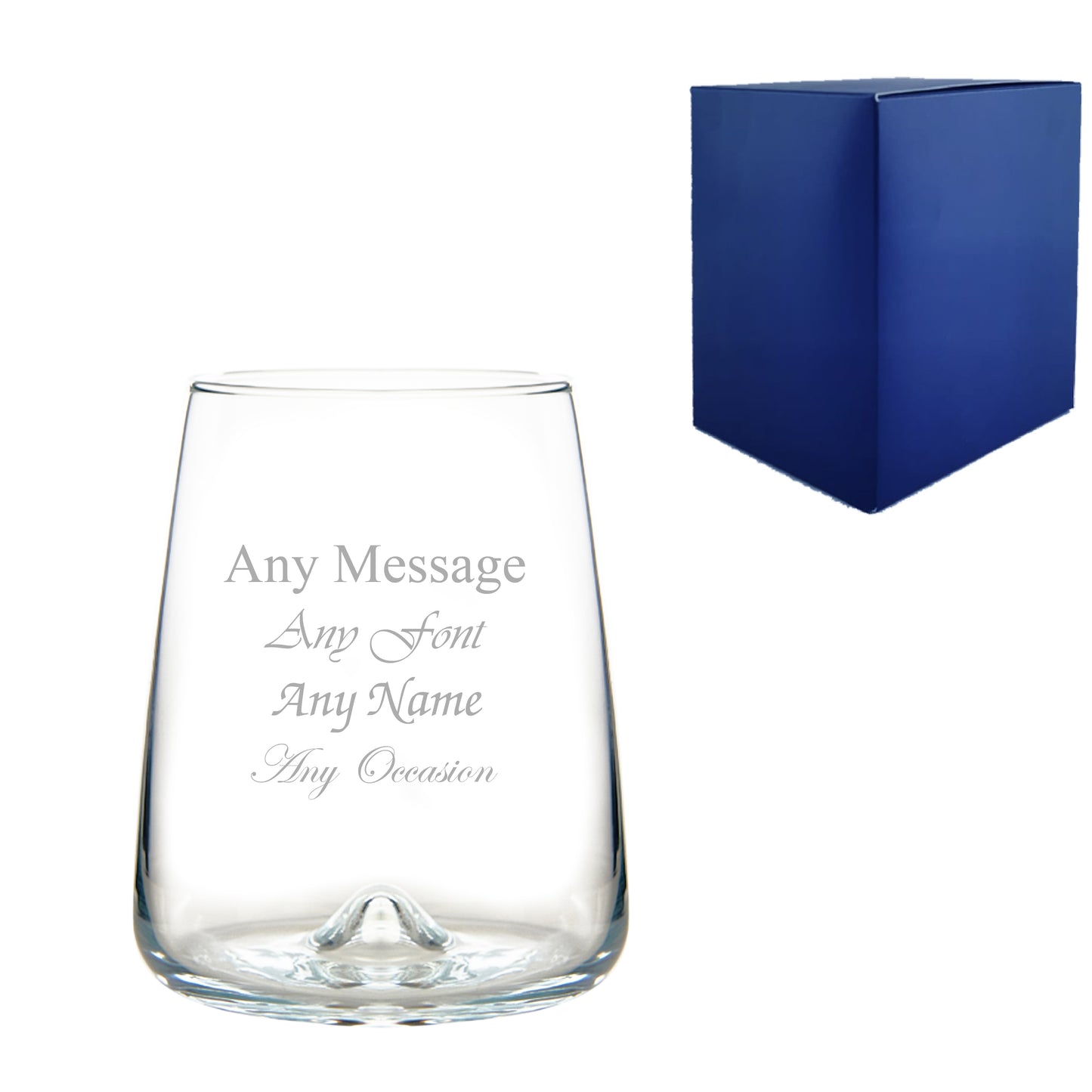 Engraved Terra Tumbler Glass, 12oz, Inverted Base, Any Message Image 1