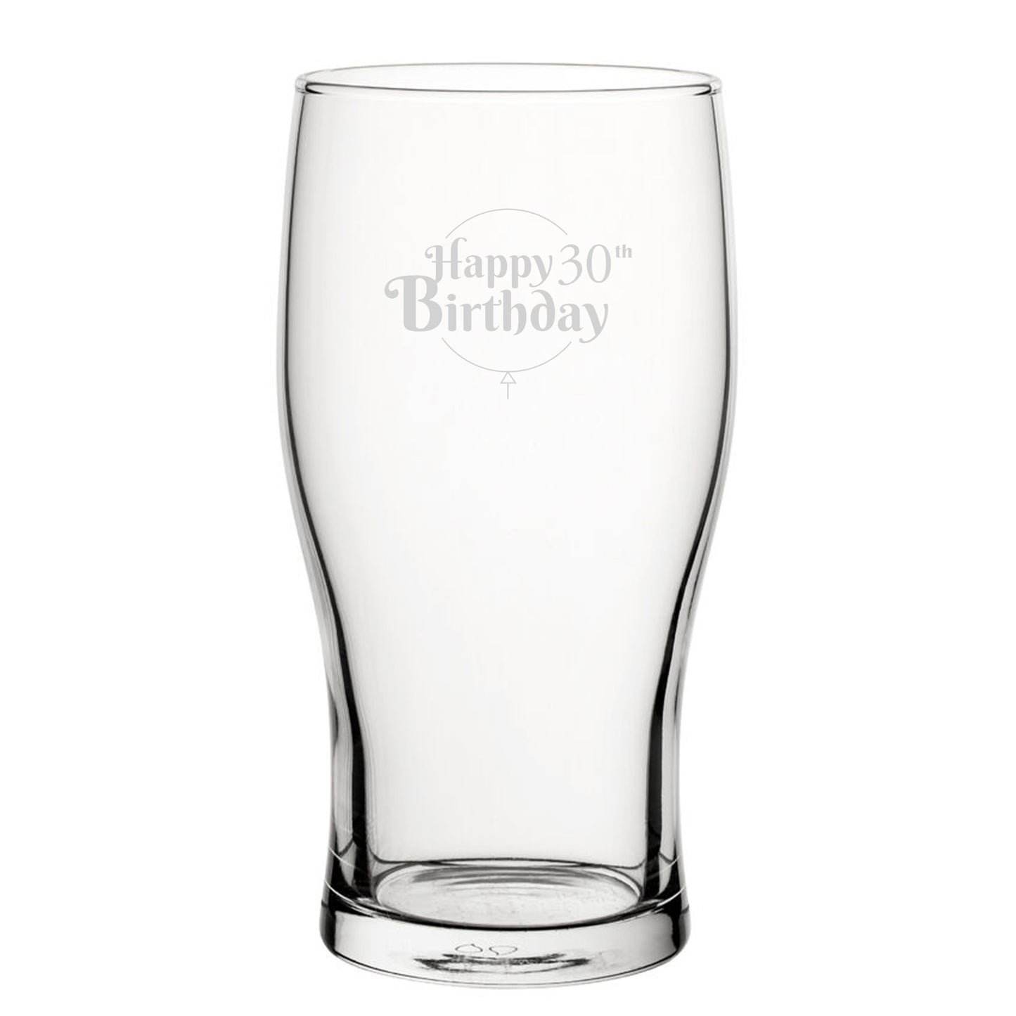 Happy 30th Birthday Balloon Design - Engraved Novelty Tulip Pint Glass Image 2