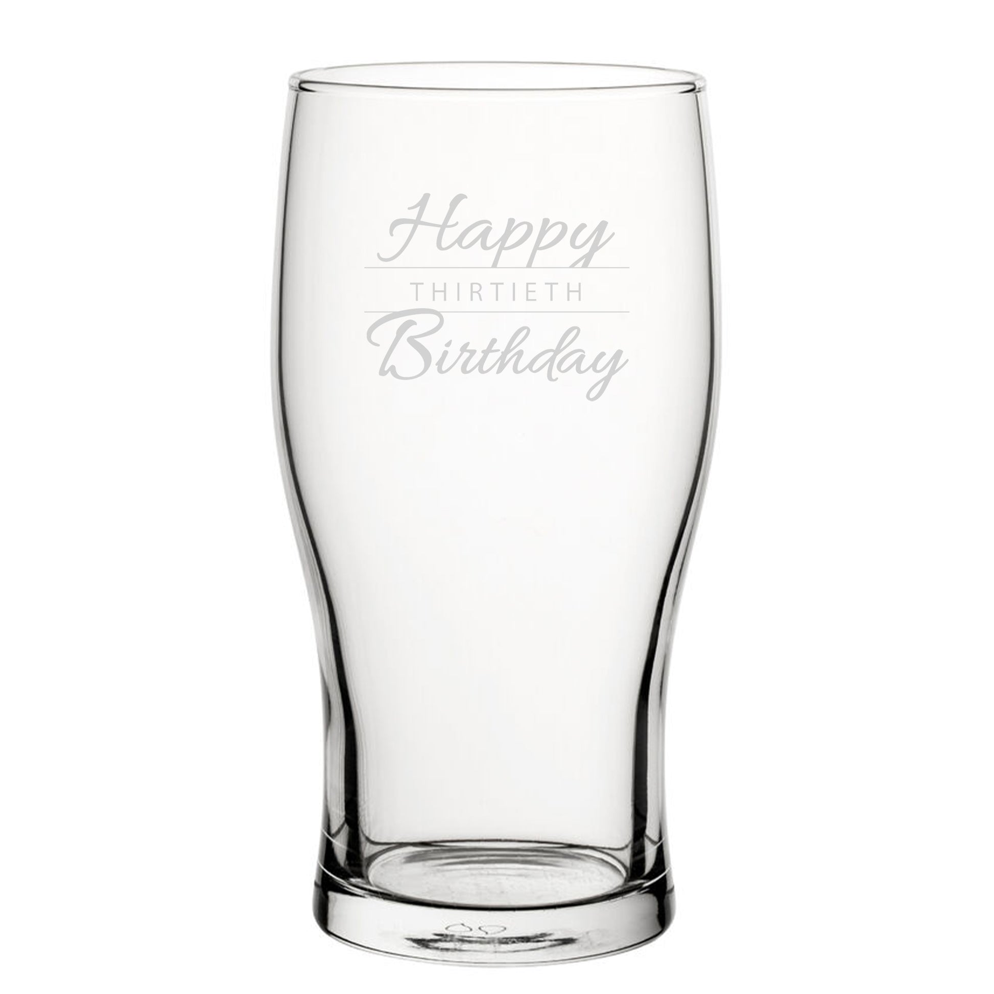 Happy 30th Birthday Modern Design - Engraved Novelty Tulip Pint Glass Image 2