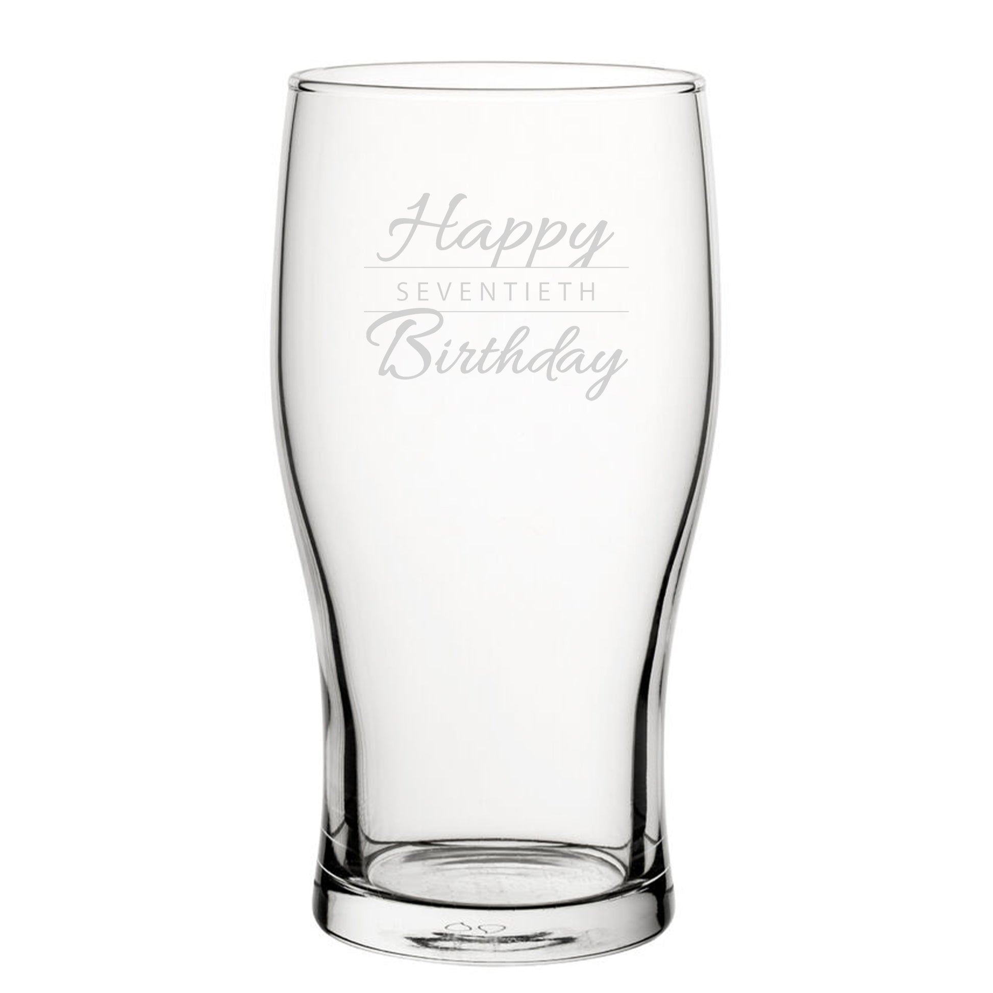 Happy 70th Birthday Modern Design - Engraved Novelty Tulip Pint Glass Image 2