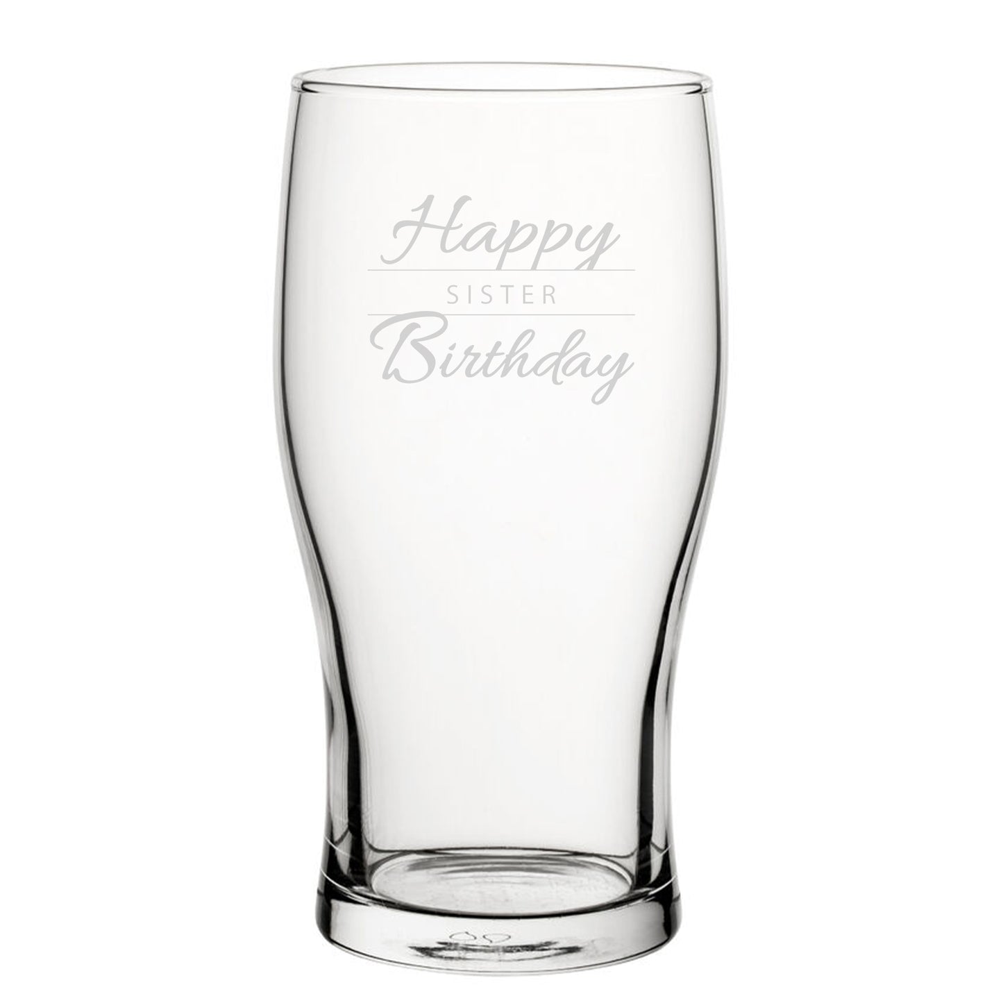 Happy Birthday Sister Modern Design - Engraved Novelty Tulip Pint Glass Image 2