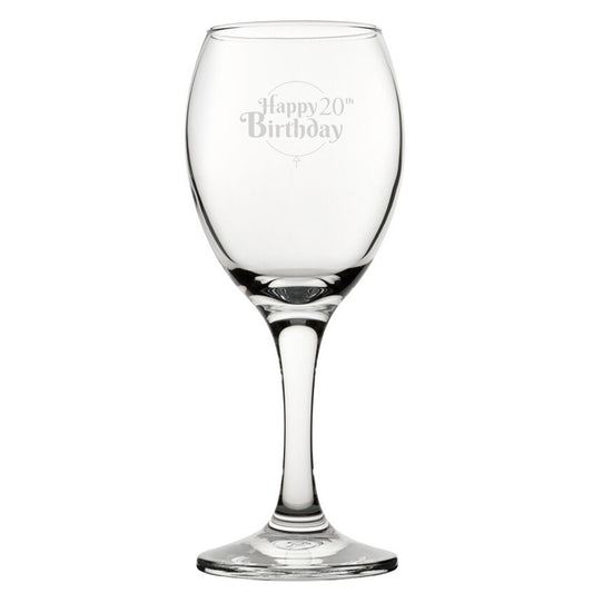 Happy 20th Birthday Balloon Design - Engraved Novelty Wine Glass Image 1