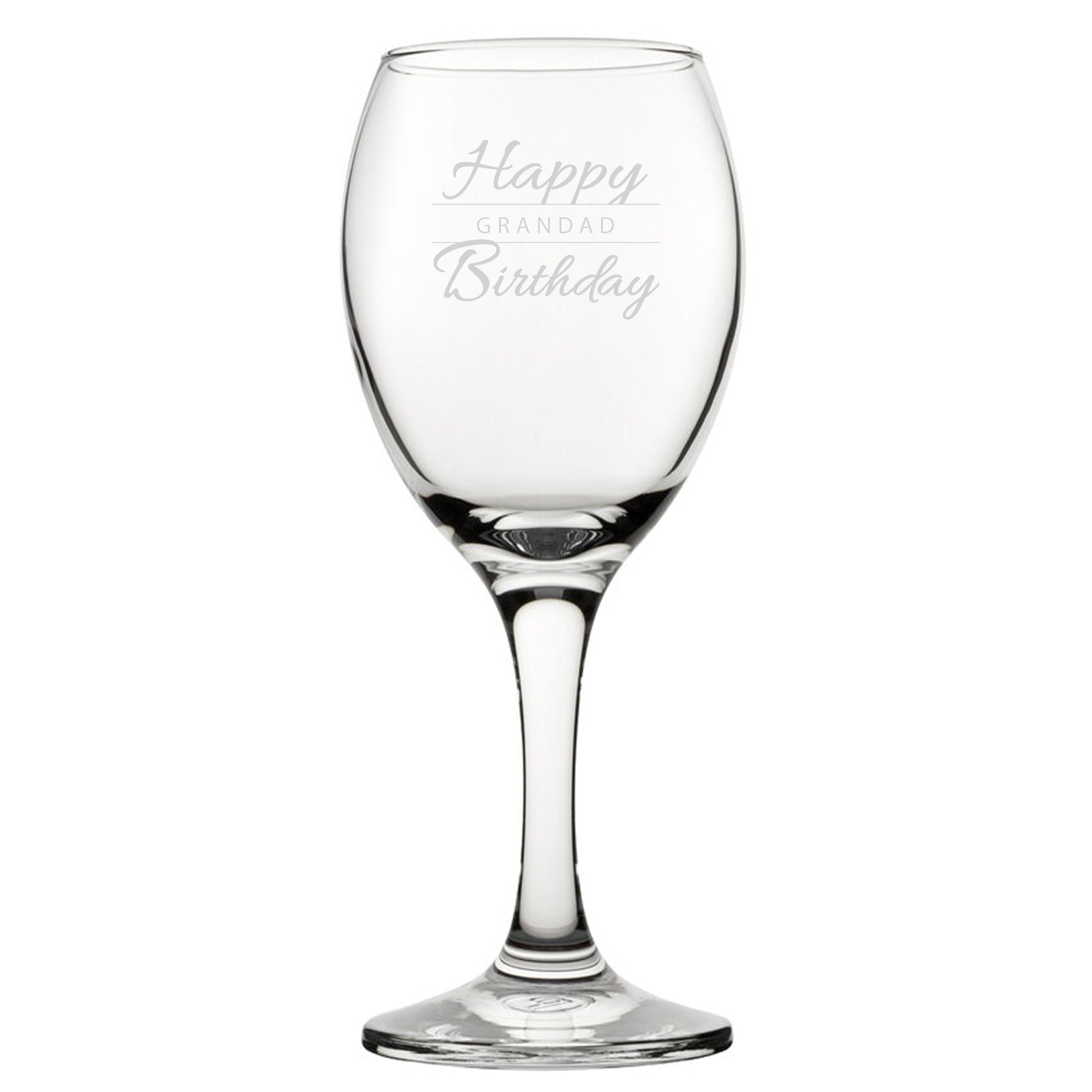 Happy Birthday Grandad Modern Design - Engraved Novelty Wine Glass Image 1