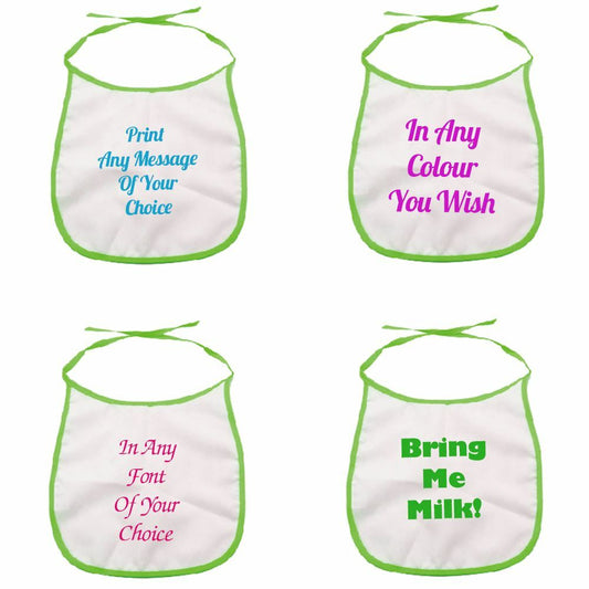 Personalised Printed Green Baby Bib Image 1