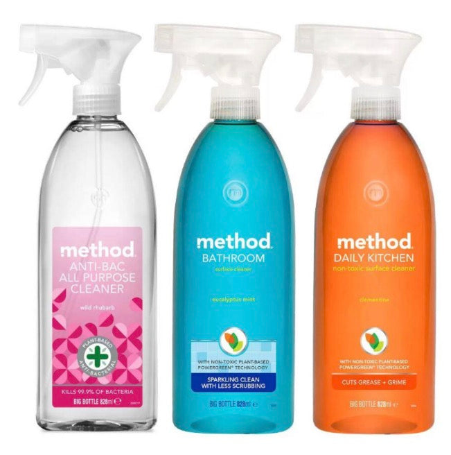 Method Mixed Pack Spray, 3 x 828ml Cleaning Bundle