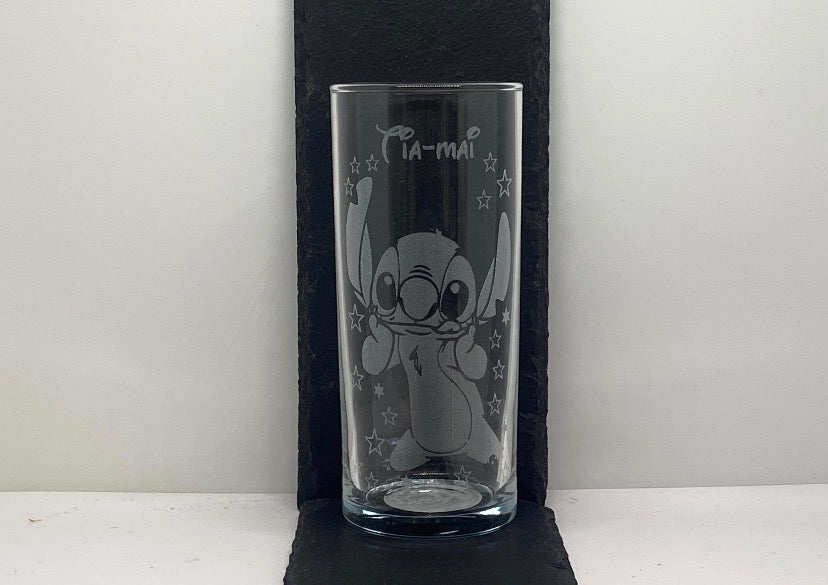 Disney Stitch, Angel And Lilo Highball Glass Designs Engraved And Personalised