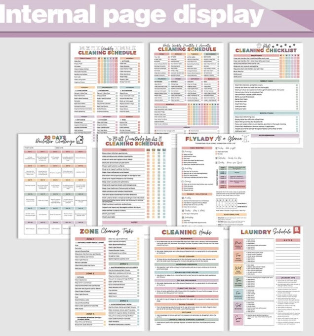 ADHD Cleaning Planner, ADHD Cleaning and Organizing Planner, Bundle Household Cleaning Schedule and Checklist Management, Cleaning List Chart