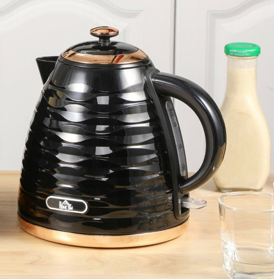 HOMCOM Electric Kettle, Fast Boil, 1.7L, 3kW, Swivel, Black Ripple