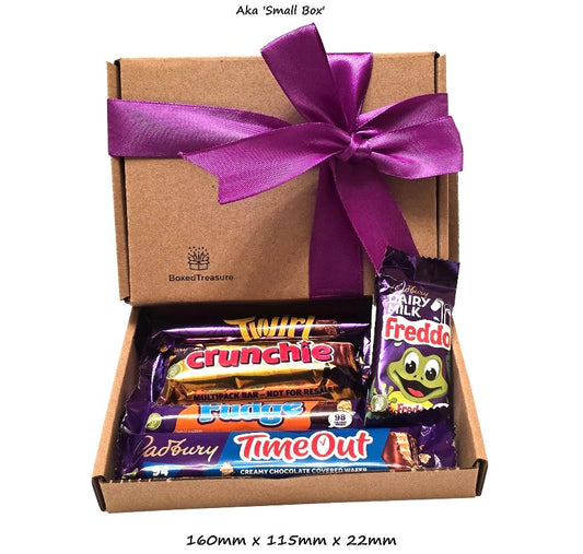 Cadbury Chocolate Bar Gift Box, , Ribbon Choice, Hamper, Birthday Gift, Hug in a box, Letterbox Gift,