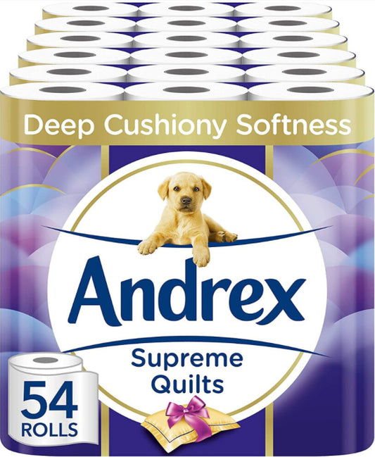 Andrex Toilet Roll - Supreme Quilted Toilet Paper, 54 Rolls