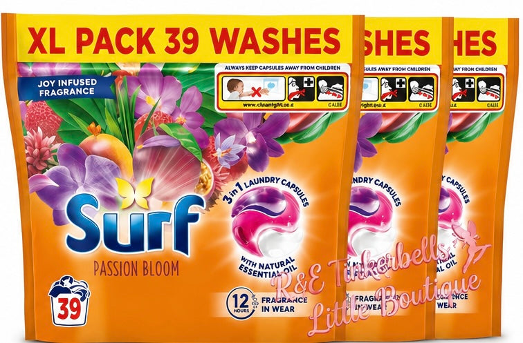 Surf 3 in 1 Laundry Washing Detergent Capsules Passion Bloom, 117 W