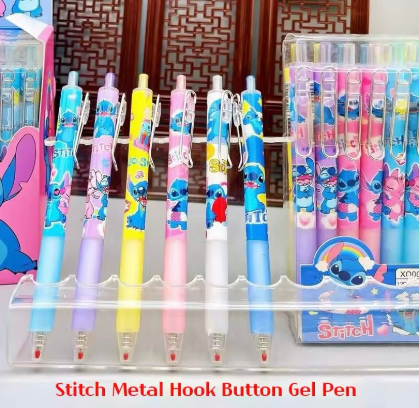 12pcs Stitch Gel Pens Cartoon New Pressing Pen Black Water Ink 0.5mm Cute Signature Pen Stationery Student children Gift