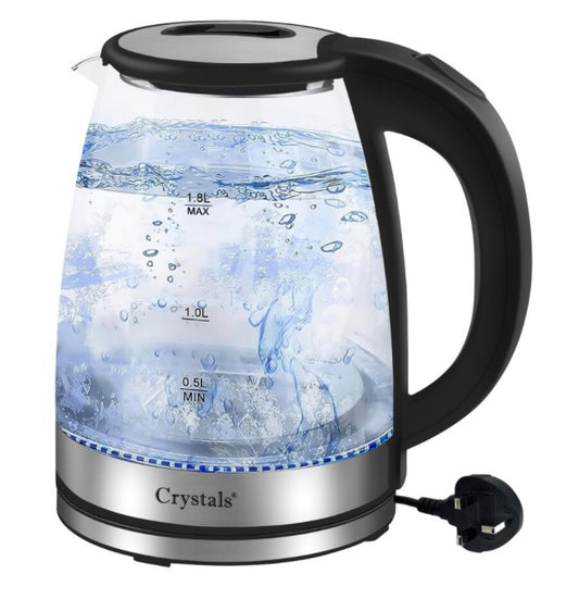 1.8L Electric Kettle Glass 360 Blue LED Illuminated Portable Jug 1500W