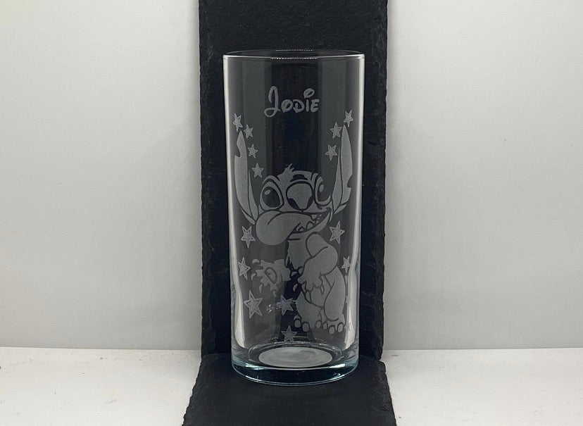 Disney Stitch, Angel And Lilo Highball Glass Designs Engraved And Personalised