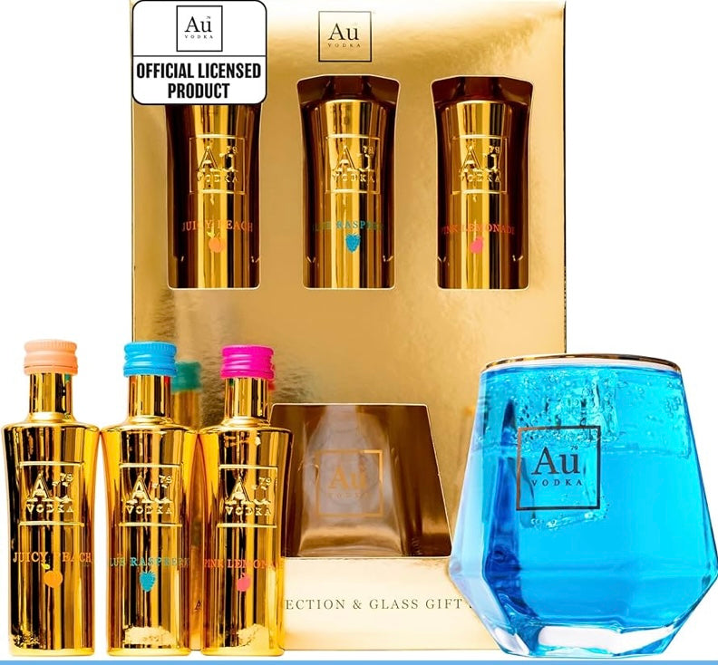 Au Vodka Gift Set, Blue Raspberry, Peach & Pink Lemonade, 3 x 5 cl