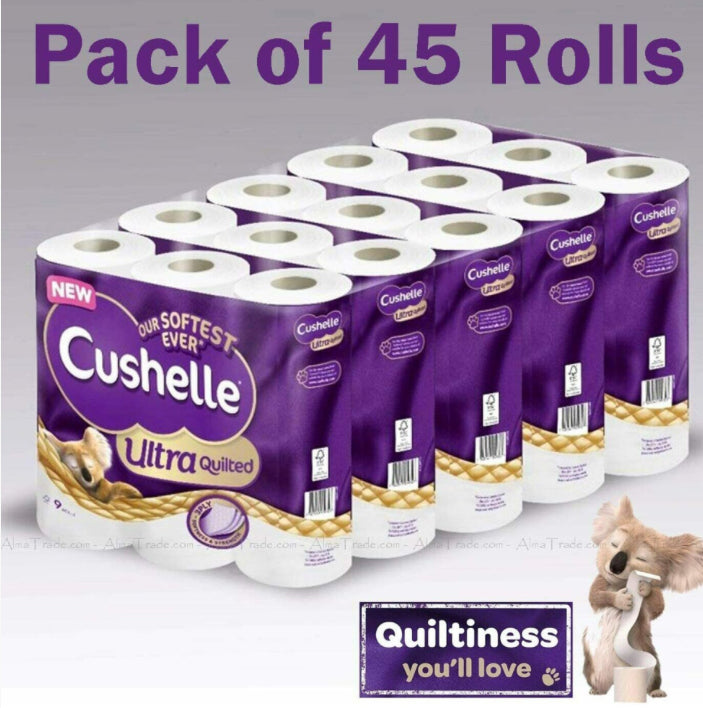 45pk Cushelle 3-Ply Ultra Quilted Toilet Tissue