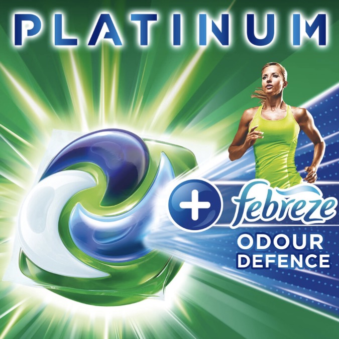 Platinum PODS, Washing Liquid Laundry Detergent Capsules 52 Washes, Touch Of Febreze Odour Defence, Extra Stain & Odour Removal