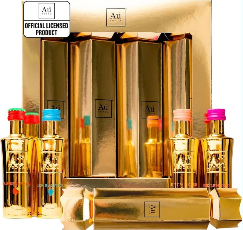 Au Vodka Christmas Crackers, Alcohol Miniatures, 4 x 5 cl
