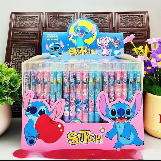 12pcs Stitch Gel Pens Cartoon New Pressing Pen Black Water Ink 0.5mm Cute Signature Pen Stationery Student children Gift