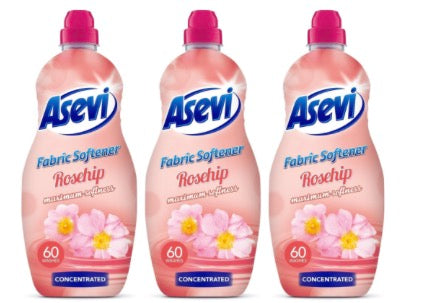 Asevi Fabric Softener Laundry Conditioner Concentrated Rosehip 1380ML - Pack of 3