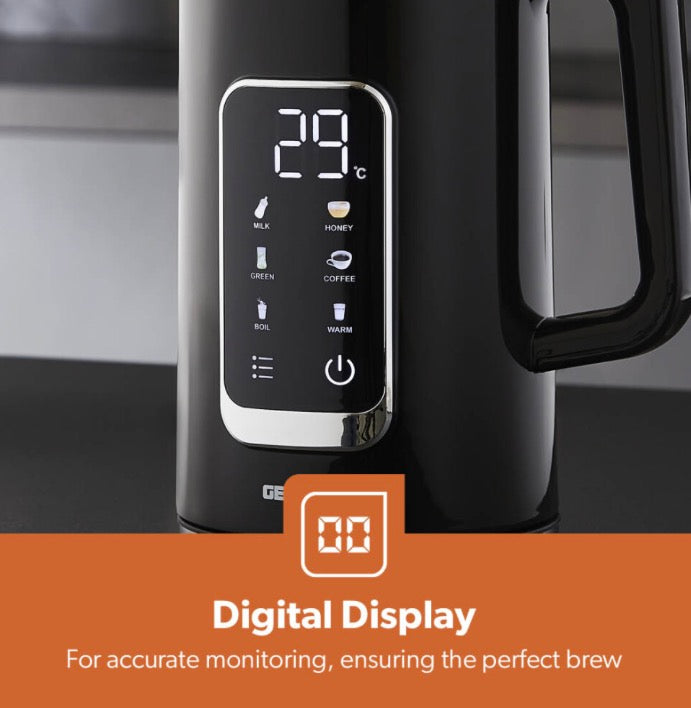 Geepas Electric Kettle 2200W ,1.7L Jug, 5 Temperature Settings, Black