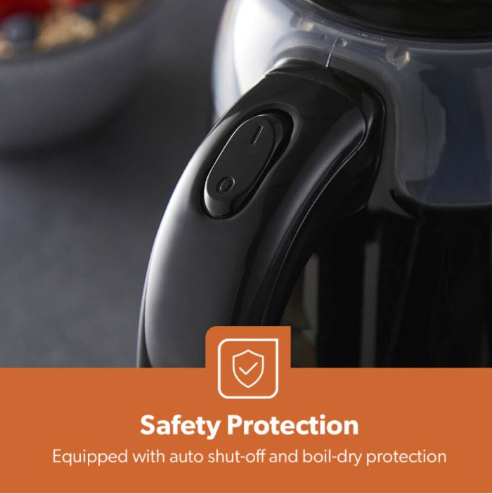 Geepas 2200W Illuminating Electric Kettle 1.7L Auto Shut Off Cordless, Black