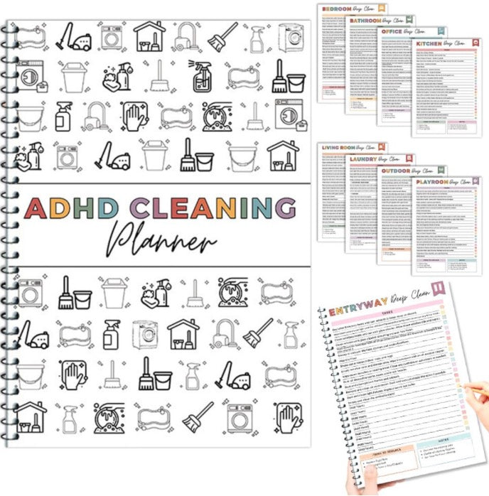 ADHD Cleaning Planner, ADHD Cleaning and Organizing Planner, Bundle Household Cleaning Schedule and Checklist Management, Cleaning List Chart