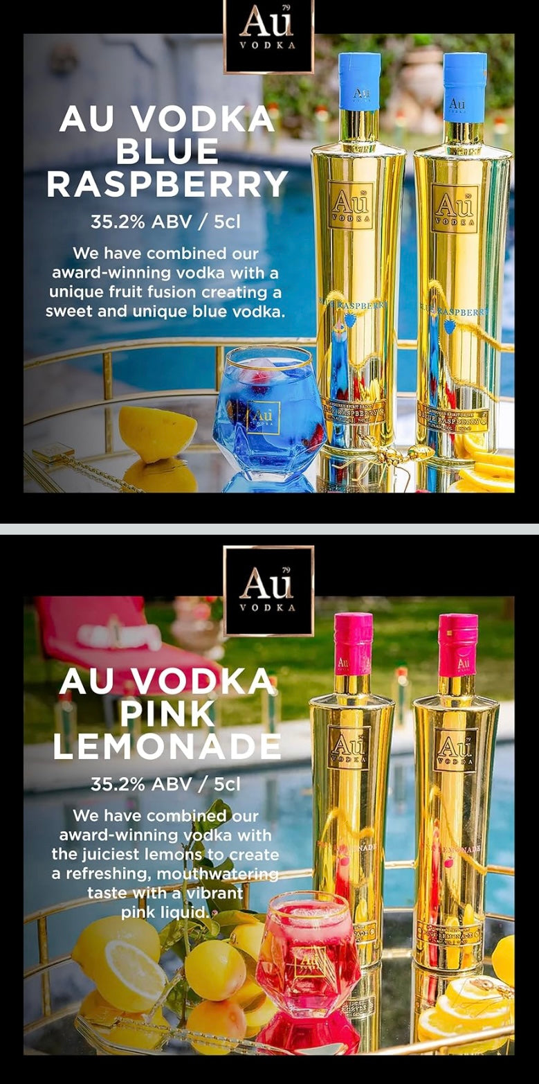 Au Vodka Gift Set, Blue Raspberry, Peach & Pink Lemonade, 3 x 5 cl