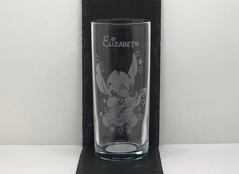 Disney Stitch, Angel And Lilo Highball Glass Designs Engraved And Personalised