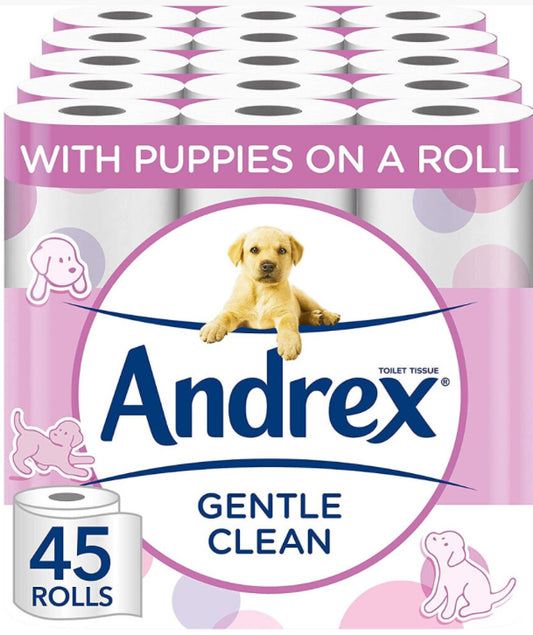 Andrex Gentle Clean Toilet Rolls - 45 Toilet Roll Pack - Toilet Rolls