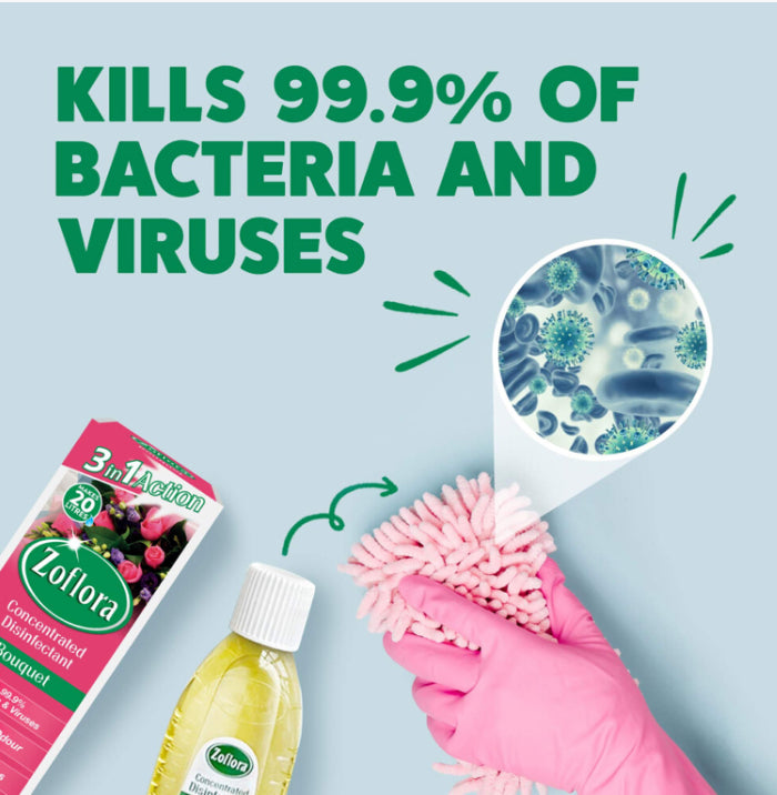 Zoflora Bouquet 500ml, Concentrated Antibacterial Disinfectant, All Purpose Cleaner, Surface Cleaning Solution, Kills Bacteria and Viruses (Pack 2)